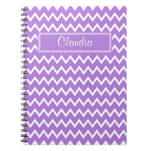 Lavender en White Zigzag Pattern Notitieboek (Voorkant)