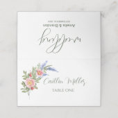 Lavender en wilde bloemen Rustic Wedding Place Car Plaatskaartje (Buitenkant ongevouwen)