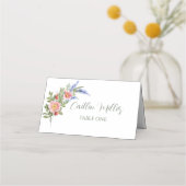 Lavender en wilde bloemen Rustic Wedding Place Car Plaatskaartje (Voorkant)