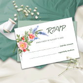 Lavender en wilde bloemen Rustic Wedding RSVP Kaar