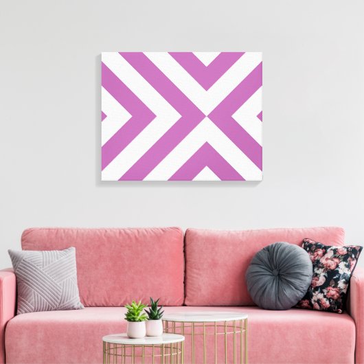 Lavender en Witte Chevrons Canvas Afdruk (Insitu (Woonkamer))