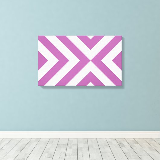 Lavender en Witte Chevrons Canvas Afdruk (Insitu (Houten vloer))