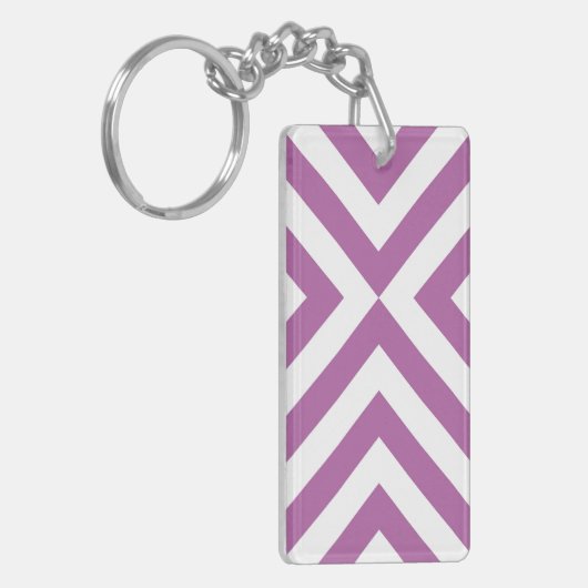 Lavender en Witte Chevrons Sleutelhanger (Voorkant Links)
