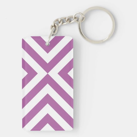 Lavender en Witte Chevrons Sleutelhanger (achterkant)
