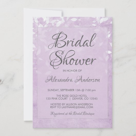 Lavender en Witte Confetti Bruidsfeest Kaart (Voorkant)