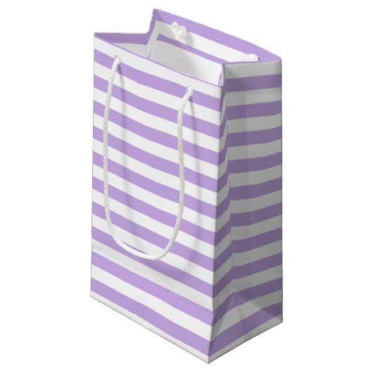 Lavender en witte strepen klein cadeauzakje (Voorkant Gekanteld)