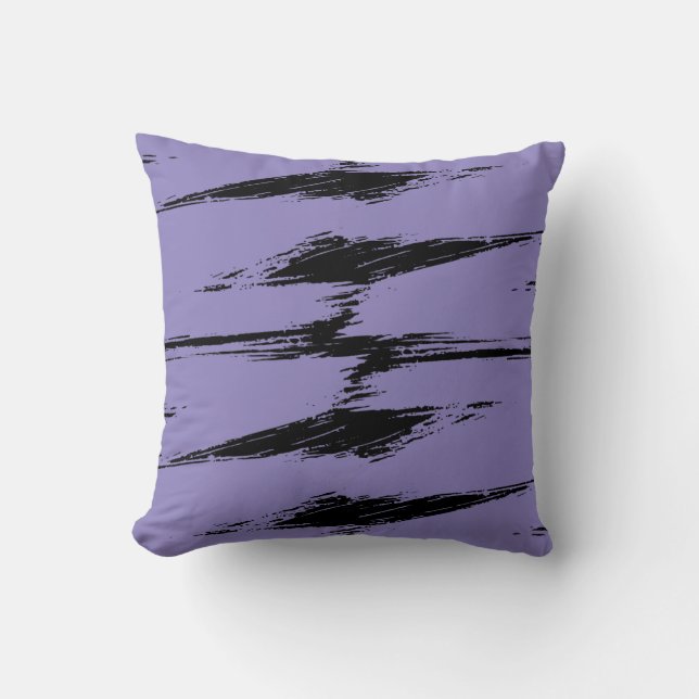 Lavender en zwarte penseellijnverf kussen (Voorkant)