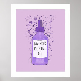 Lavender Essential Oil Bottle Drawing and Painting Poster
