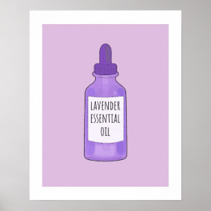 Lavender Essential Oil Bottle Drawing Poster