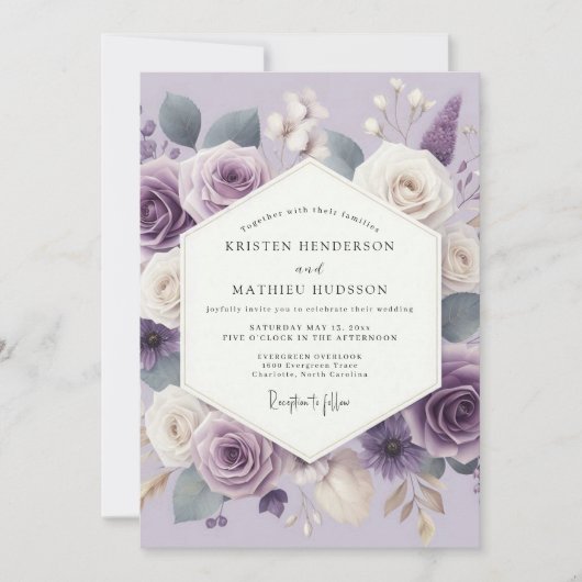 Lavender Ethereal Bloom Wedding Kaart (Voorkant)