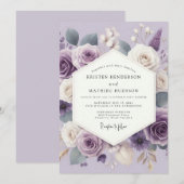Lavender Ethereal Bloom Wedding Kaart (Voorkant / Achterkant)