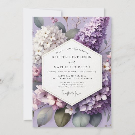 Lavender Ethereal Blossom Wedding Kaart (Voorkant)