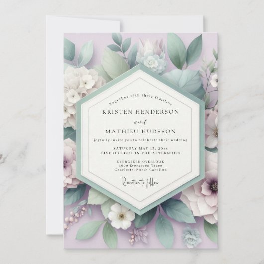 Lavender Ethereal Botanical Wedding Kaart (Voorkant)