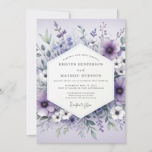 Lavender Ethereal Botanical Wedding Kaart (Voorkant)