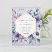 Lavender Ethereal Botanicals Wedding Kaart (Staand voorkant)