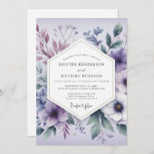Lavender Ethereal Botanicals Wedding Kaart (Voorkant / Achterkant)