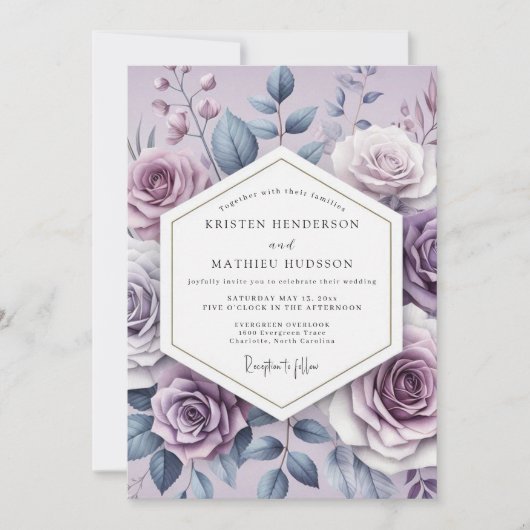 Lavender Ethereal Flora Wedding Kaart (Voorkant)