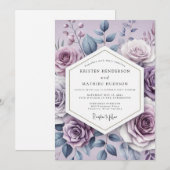 Lavender Ethereal Flora Wedding Kaart (Voorkant / Achterkant)