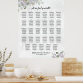 Lavender Eucalyptus 29 Tafel Wedding Seating Chart Poster (Keuken)