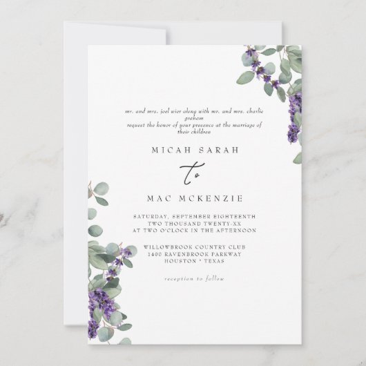 Lavender Eucalyptus Beide stellen het huwelijk van Kaart (Voorkant)