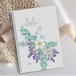 Lavender Eucalyptus Botanical Floral Monogram Planner