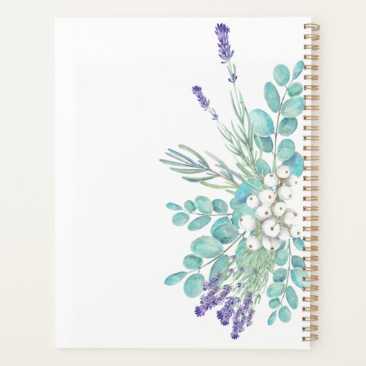 Lavender Eucalyptus Botanical Floral Monogram Planner (Achterkant)