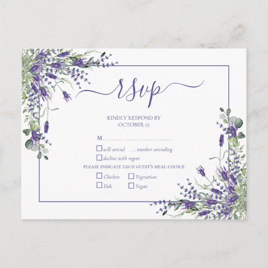 Lavender Eucalyptus Botanical Script Weddenschap R Uitnodiging Briefkaart (Voorkant)