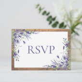 Lavender Eucalyptus Botanical Wood Weddenschap RSV RSVP Kaartje (Staand voorkant)