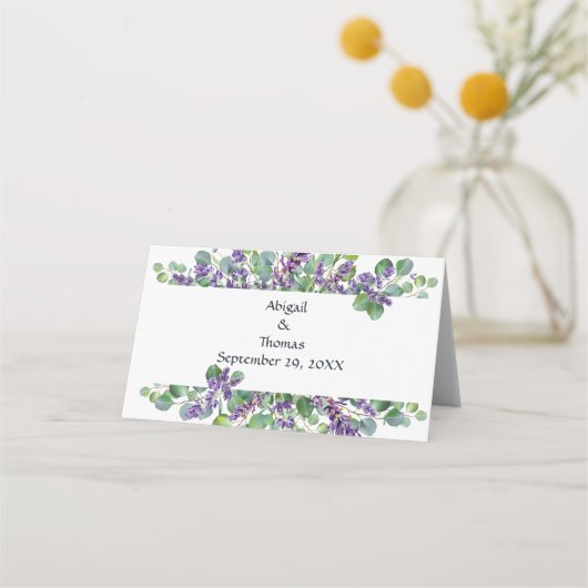 Lavender Eucalyptus Botanische bruiloft Plaatskaartje (Achterkant)