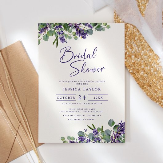 Lavender & Eucalyptus Bridal Shower Kaart