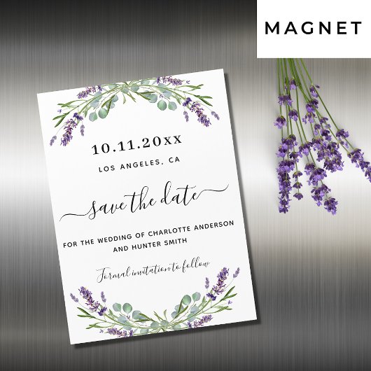 Lavender eucalyptus bruiloft, behalve de date magn magnetische uitnodiging