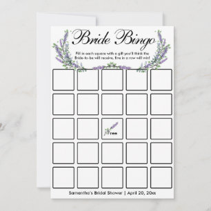 Lavender eucalyptus elegant Bridal bingo game card Kaart