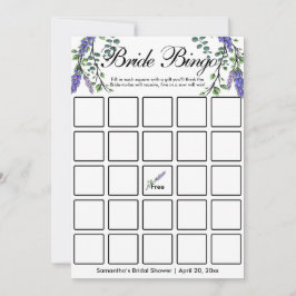 Lavender eucalyptus elegant Bridal bingo game card Kaart