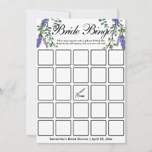 Lavender eucalyptus elegant Bridal bingo game card Kaart