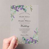 Lavender Eucalyptus Floral Botanical Wedding Acryl Uitnodigingen (Insitu (Draagbaar))