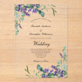 Lavender Eucalyptus Floral Botanical Wedding Acryl Uitnodigingen (Voorkant)
