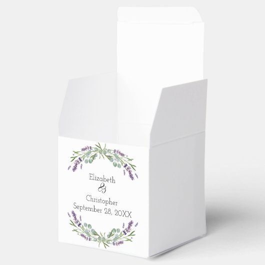 Lavender Eucalyptus Floral Botanical Wedding Bedankdoosjes (Geopend)