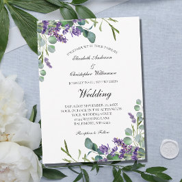 Lavender Eucalyptus Floral Botanical Wedding Kaart