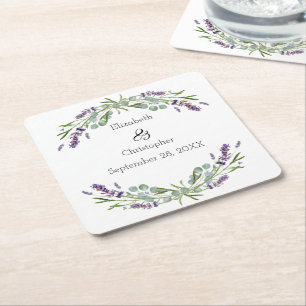 Lavender Eucalyptus Floral Botanical Wedding Kartonnen Onderzetters