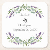 Lavender Eucalyptus Floral Botanical Wedding Kartonnen Onderzetters (Voorkant)