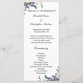 Lavender Eucalyptus Floral Botanical Wedding Menu