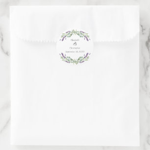Lavender Eucalyptus Floral Botanical Wedding Ronde Sticker
