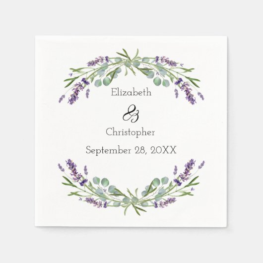 Lavender Eucalyptus Floral Botanical Wedding Servet (Voorkant)