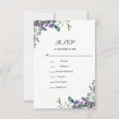 Lavender Eucalyptus Floral Formal Elegant Wedding RSVP Kaartje (Voorkant)