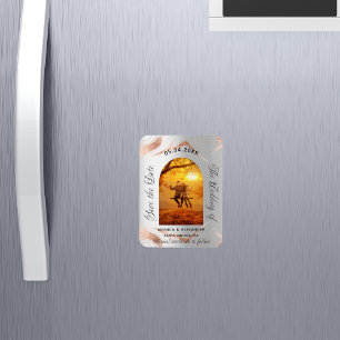 Lavender eucalyptus foto bruiloft met datum magneet