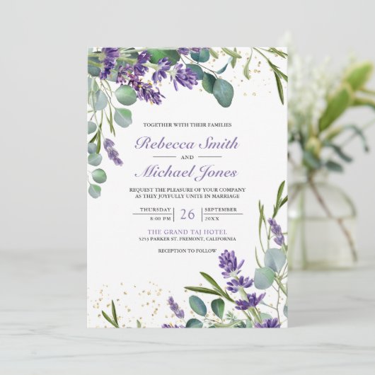 Lavender Eucalyptus Foto Collage QR Code Weddensch Kaart (Staand voorkant)