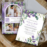 Lavender Eucalyptus Foto Collage QR Code Weddensch Kaart<br><div class="desc">Verrijk je gasten met deze elegante trouwuitnodiging met mooie lavendel bloemen en eucalyptusbladeren met QR-code voor online RSVP. Voeg eenvoudig uw gebeurtenisdetails op deze makkelijk te gebruiken sjabloon toe en voeg deze kaart met uw favoriete foto aan om het een unieke gepersonaliseerde één-van-een-soort uitnodiging te maken.</div>