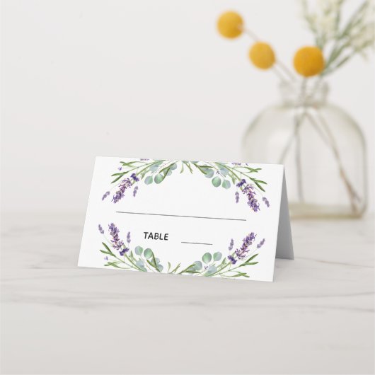 Lavender eucalyptus greenery bruiloft plaatskaartje (Voorkant)