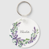 Lavender eucalyptus greenery floral name script sleutelhanger (Achterkant)