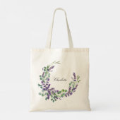 Lavender eucalyptus greenery floral name script tote bag (Achterkant)